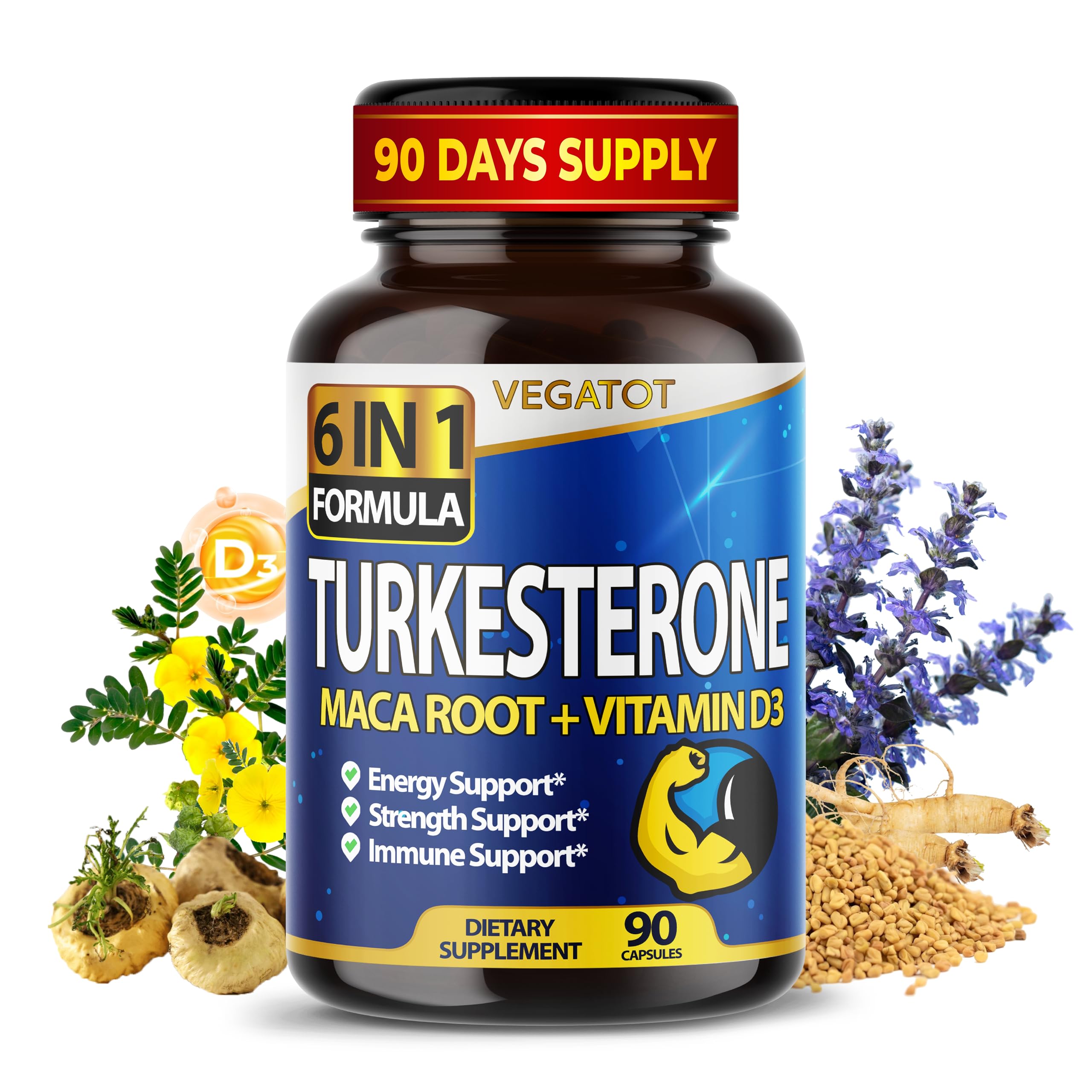 Vegatot 6 in 1 Turkesterone bottle on white background