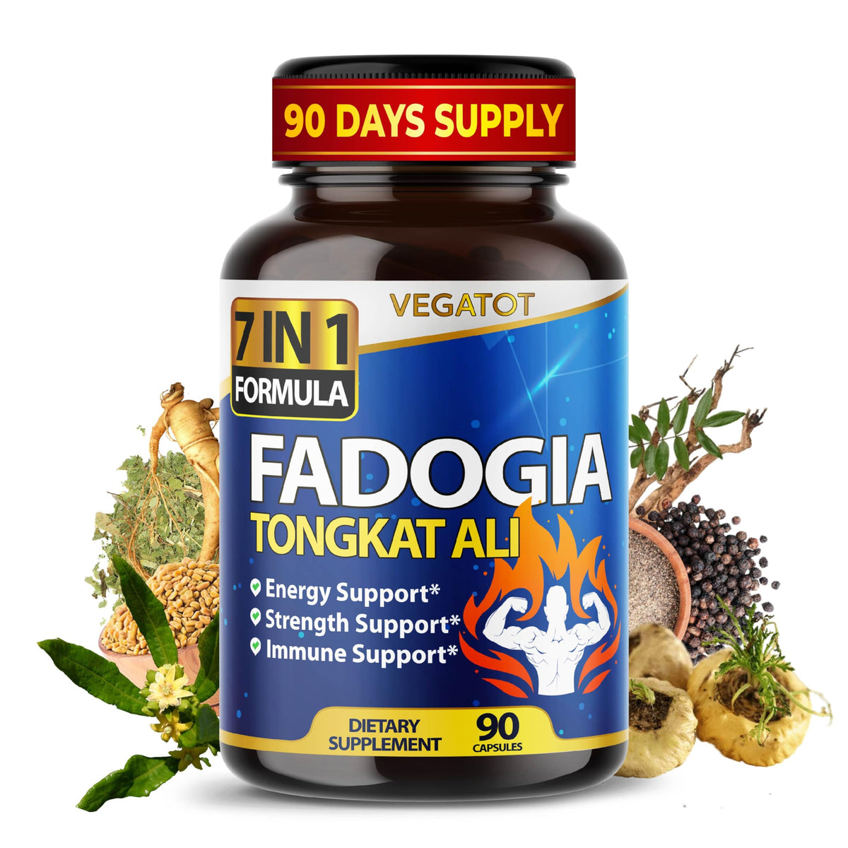 VEGATOT 7in1 high-potency bottle showing concentrated energy formula.