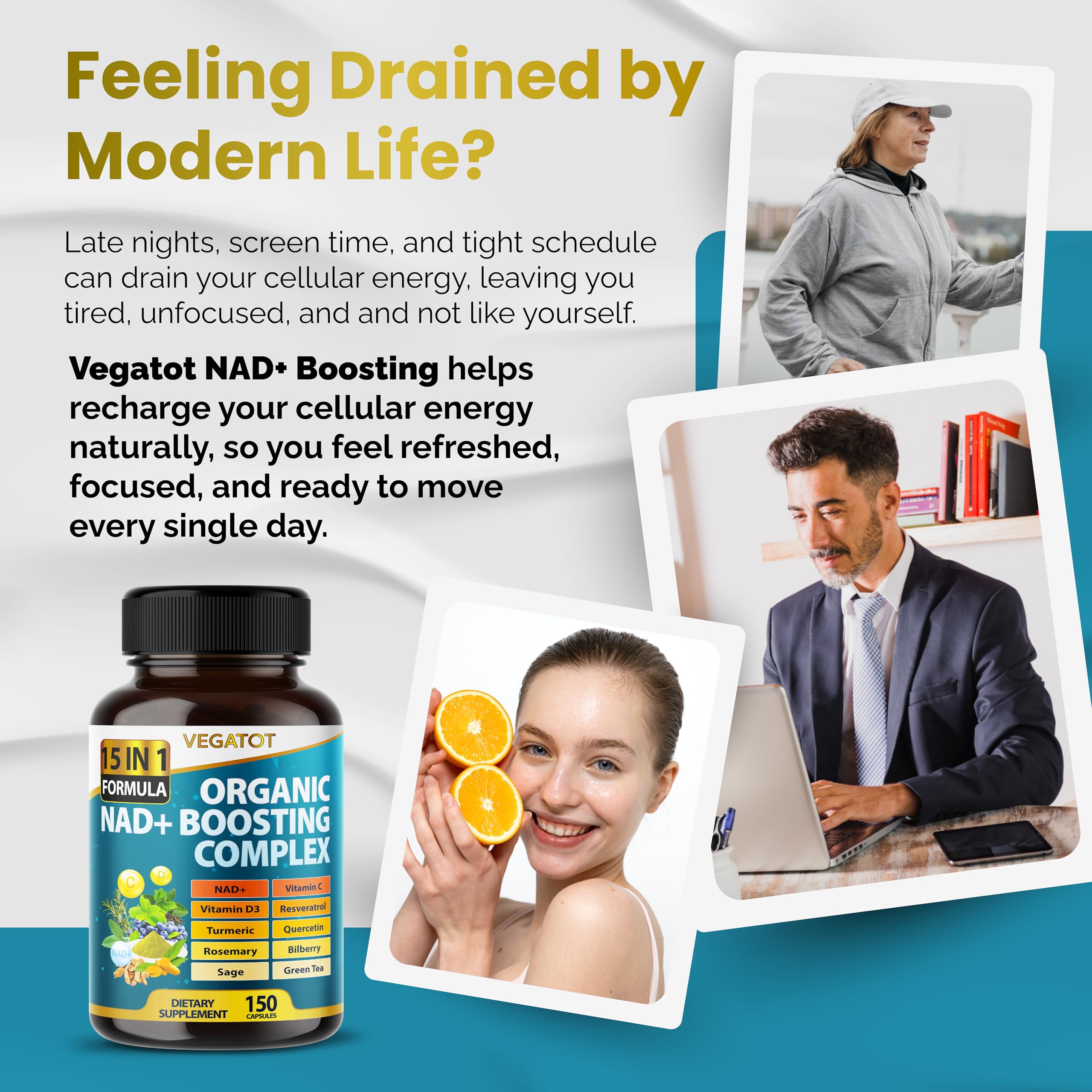 Two-capsule serving of VEGATOT NAD+ Boosting Complex