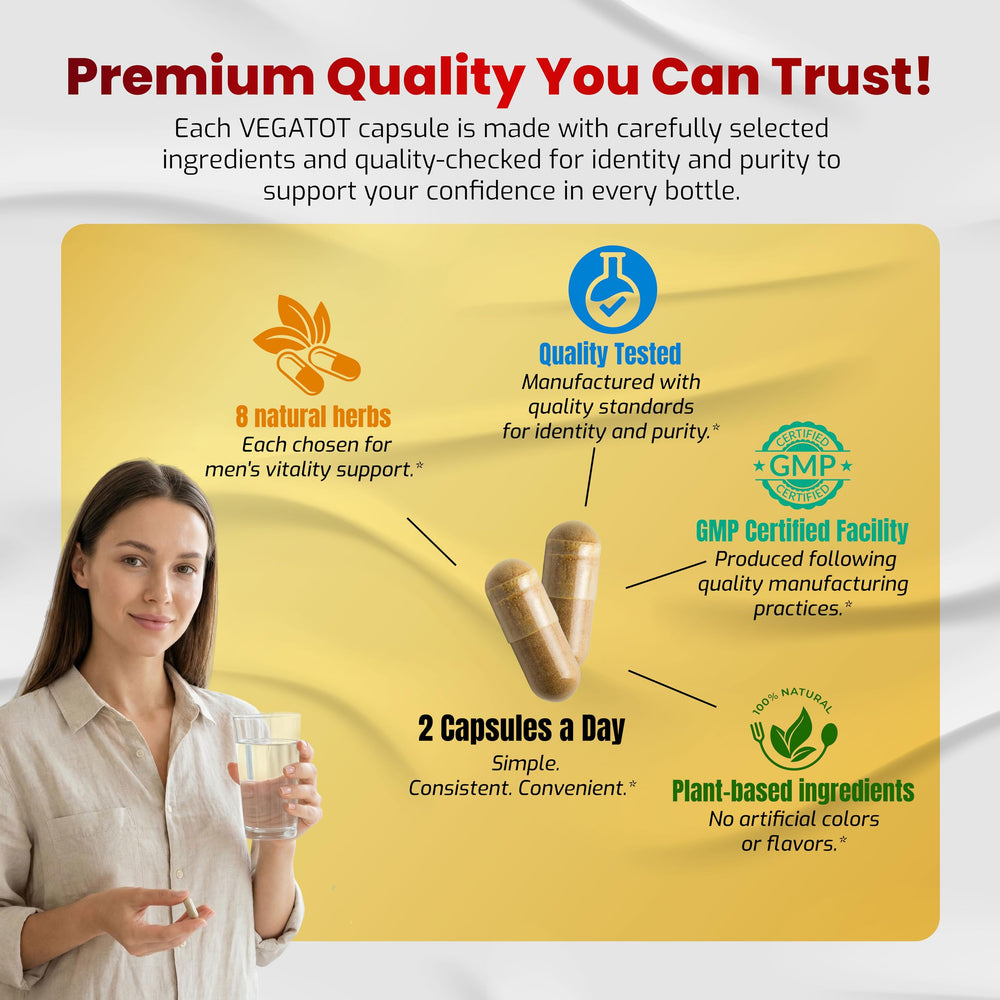 VEGATOT Testo Support product on lab report with ISO 17025 testing badge.