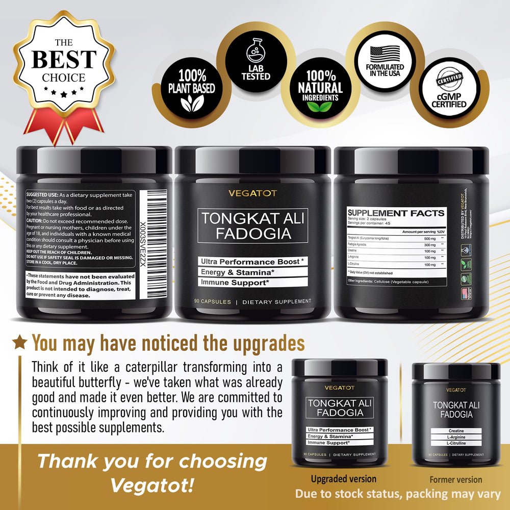 Close-up of the VEGATOT product label