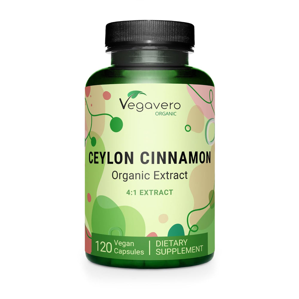 Vegavero Organic Ceylon Cinnamon bottle – 120 capsules