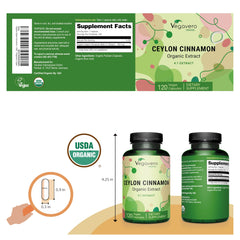 Close-up of Vegavero Cinnamon capsules