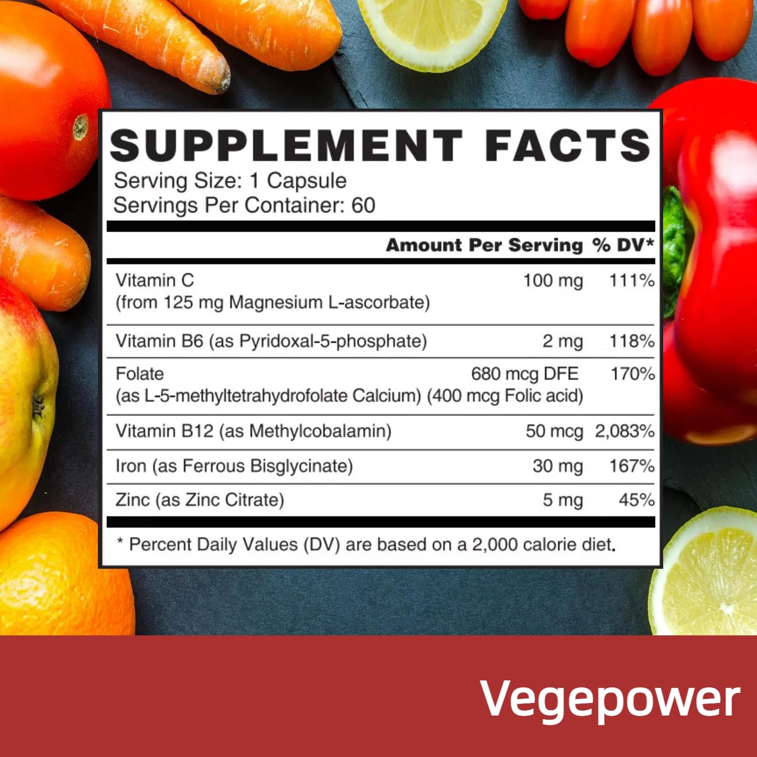 Vegepower Iron Bisglycinate bottle with capsules