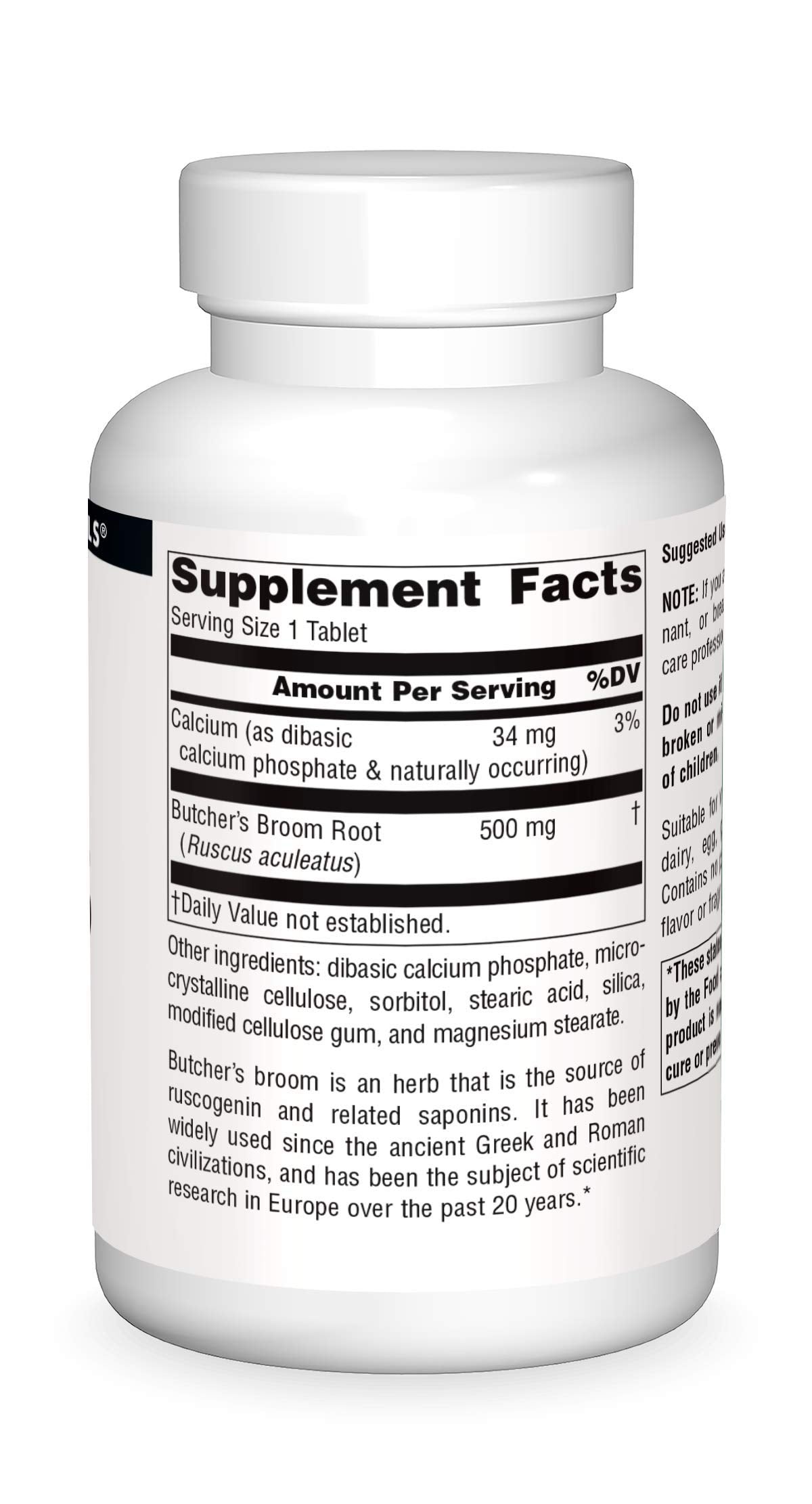 Vegetarian friendly butcher's broom dietary supplement