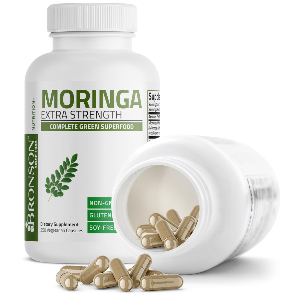 Vegetarian, gluten-free, soy-free Moringa capsules