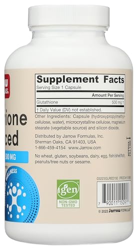 Vegan, non-GMO gluten-free glutathione capsules close-up