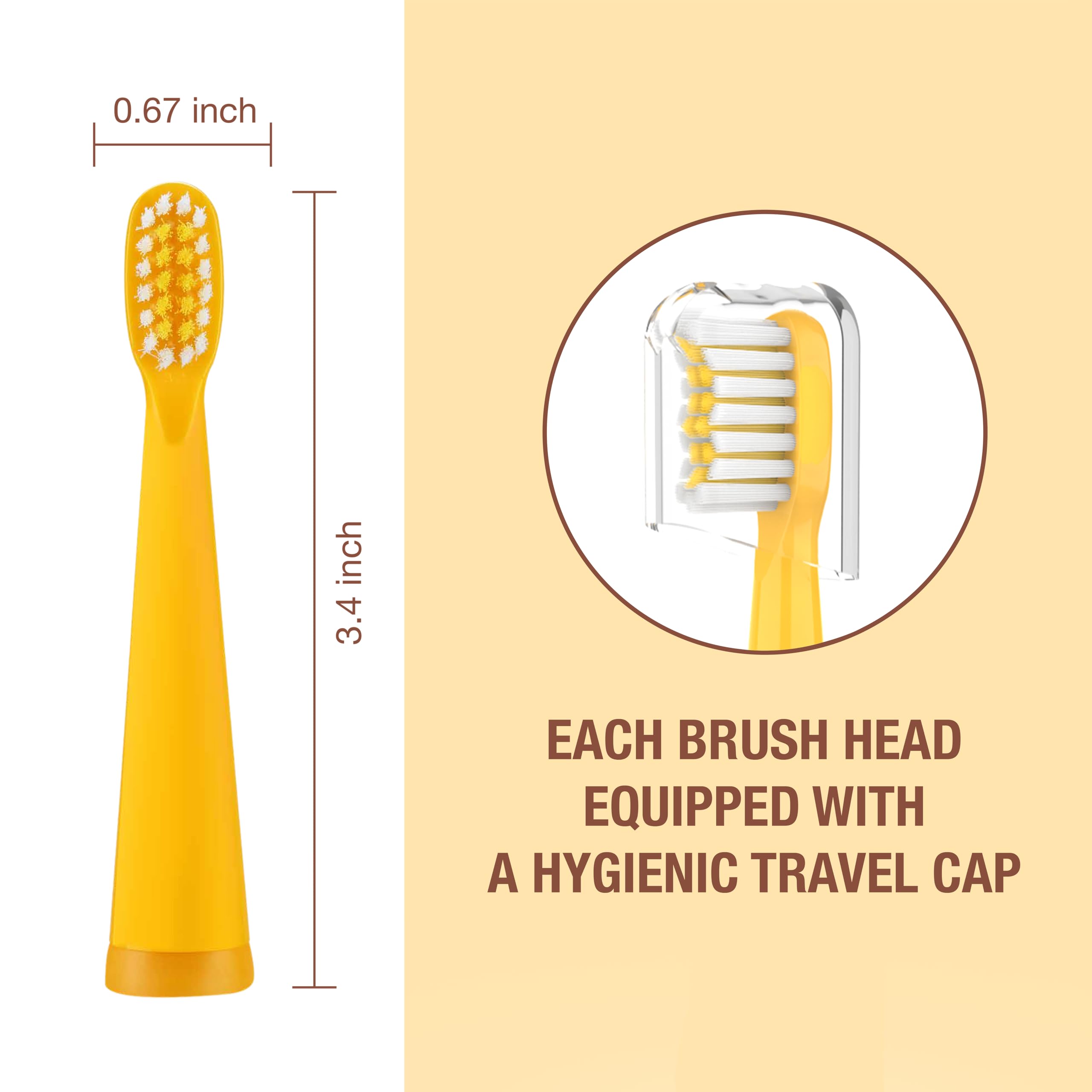 Vekkia Bear themed toothbrush replacement heads with travel cap