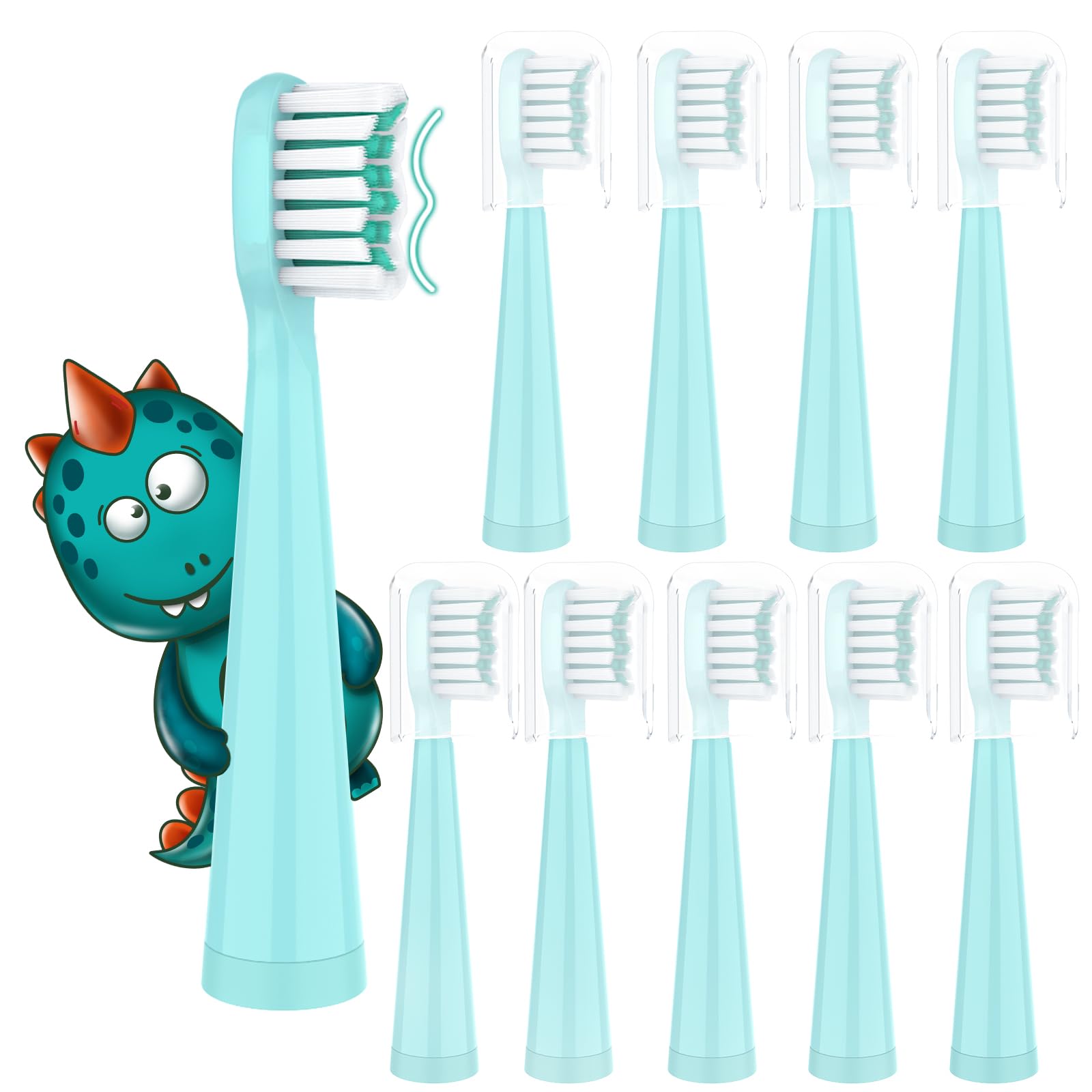 Vekkia Dragon Lord kids toothbrush heads blue packaging close-up