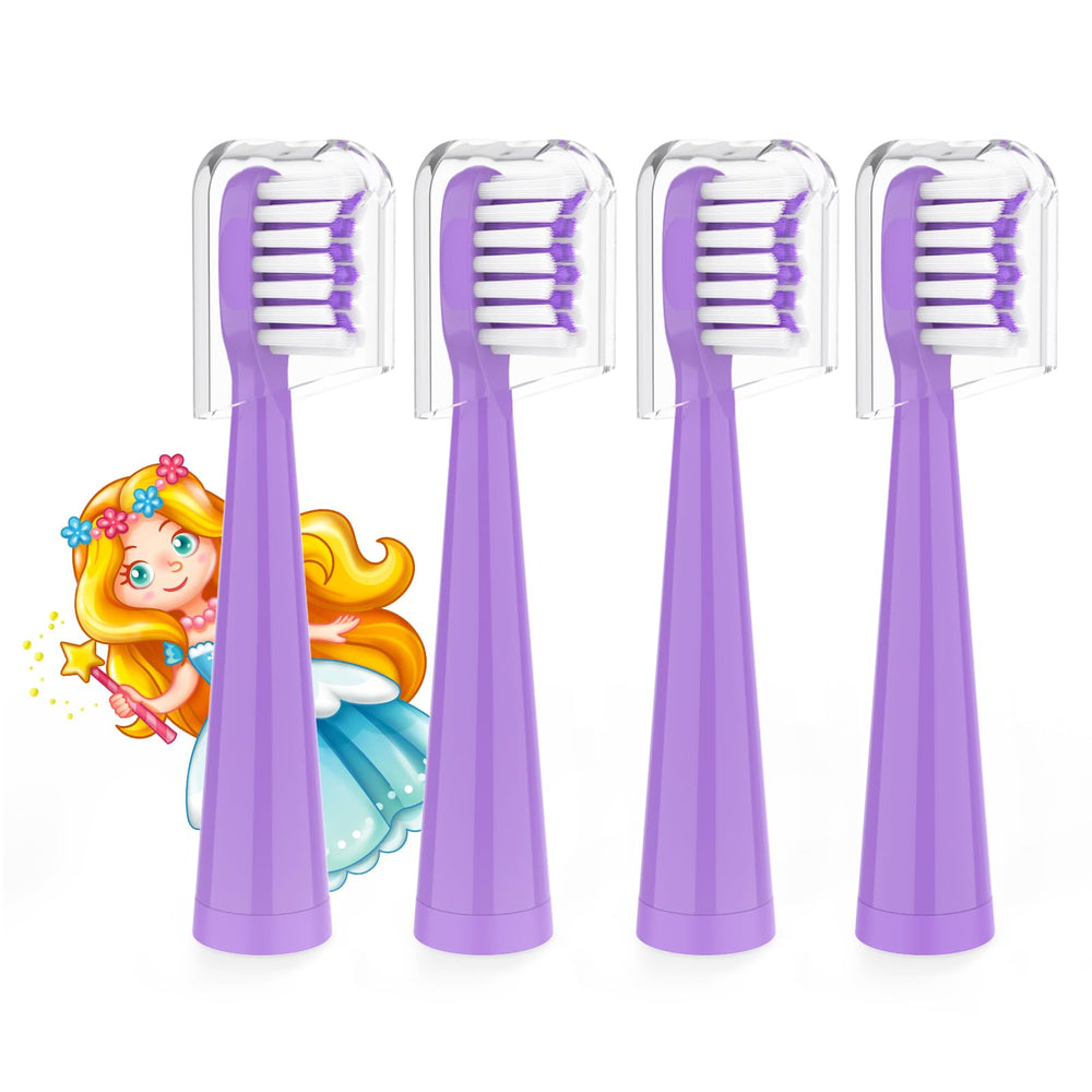 Vekkia Princess 4-pack replacement heads for kids' electric toothbrush – purple