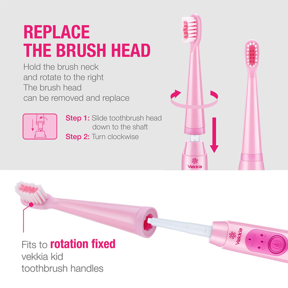 Close-up of end-rounded soft bristles on kids replacement head