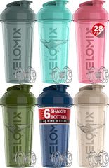 VELOMIX 6-pack 28oz protein shaker bottles – front view