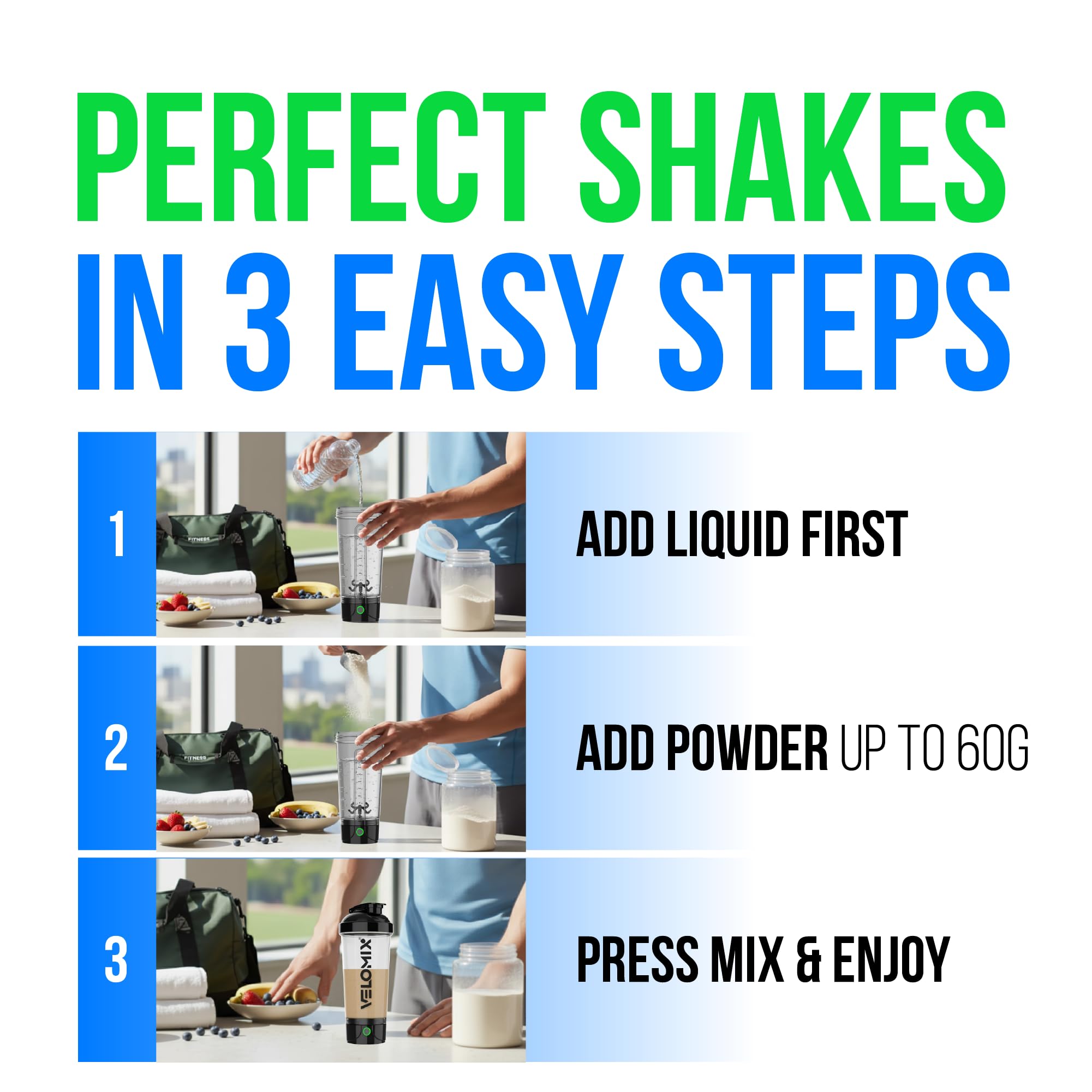 BPA-free plastic VELOMIX shaker bottle