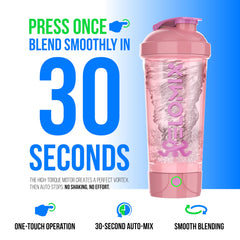 VELOMIX pink shaker bottle 24 oz side view