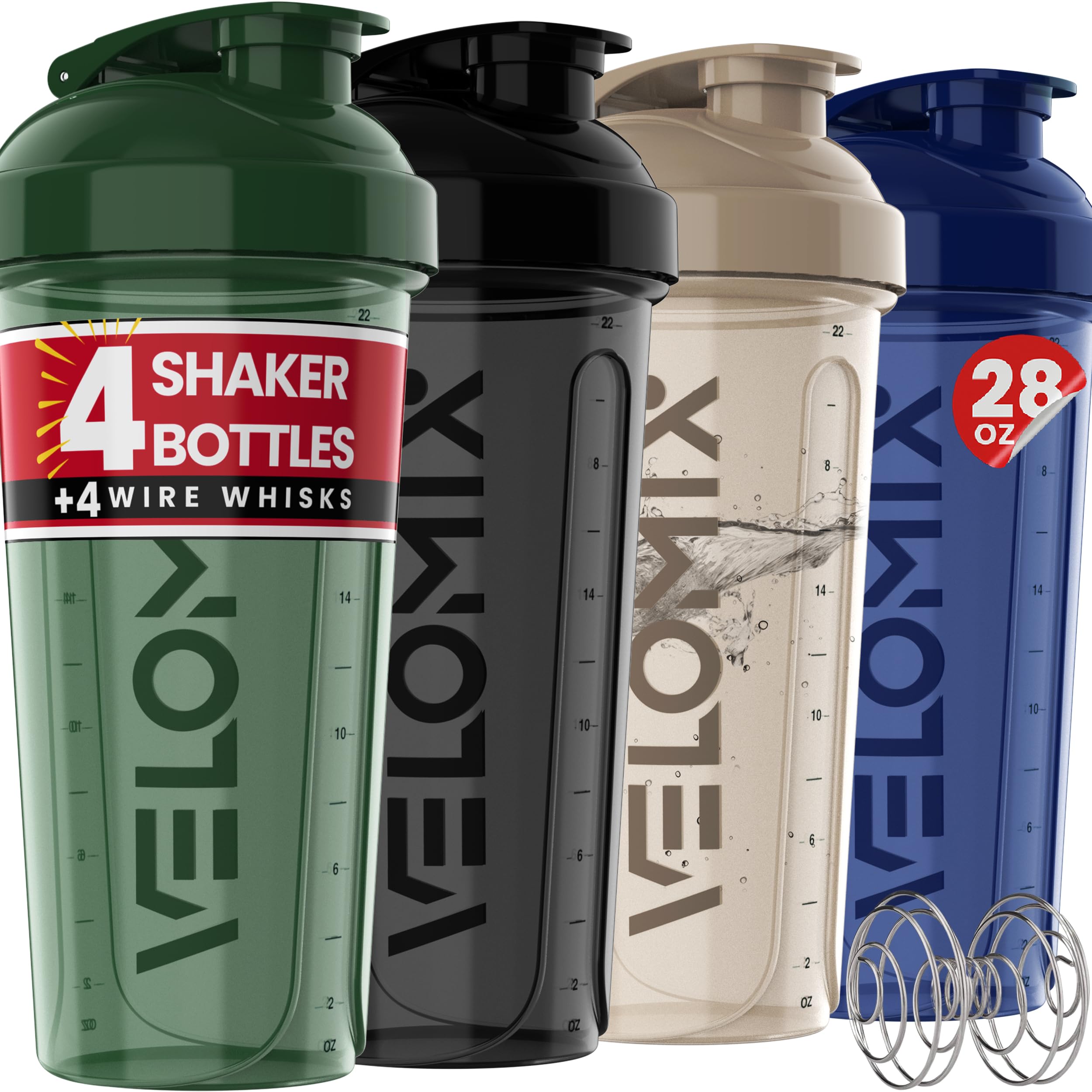 Velomix Forest Edge 4-pack 28 oz shaker cups with twist lids