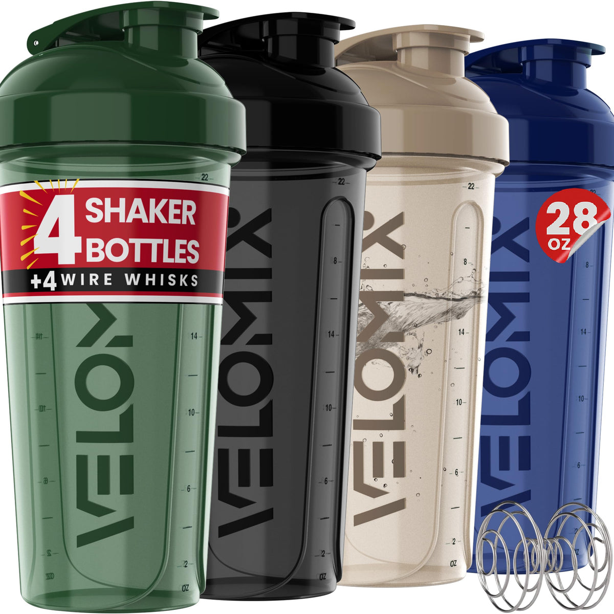 Velomix Forest Edge 4-pack 28 oz shaker cups with twist lids