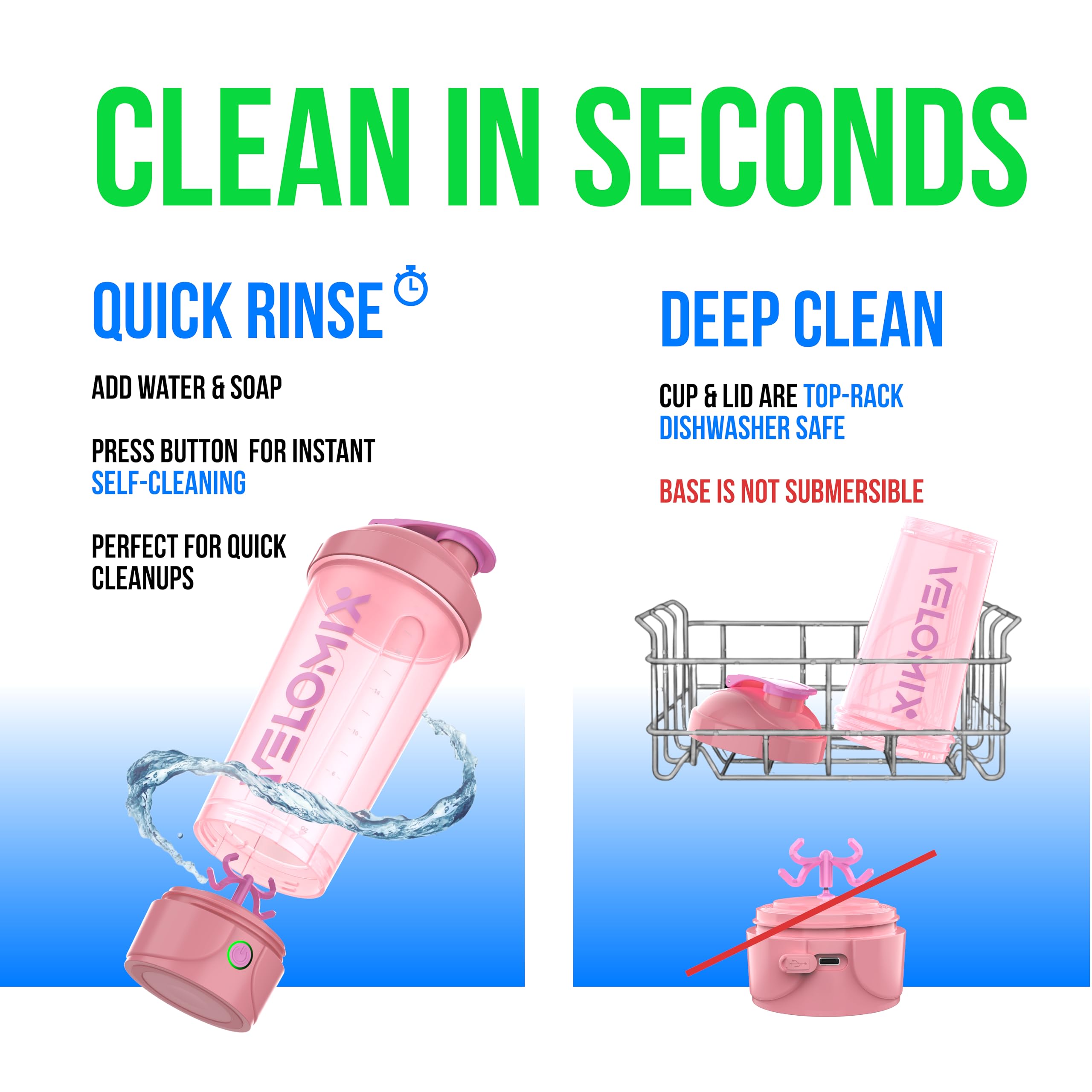 IPX5 water-resistant shaker bottle