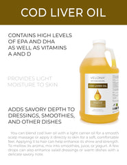 Close-up of omega-3 and vitamins A & D3 content in Velona cod liver oil