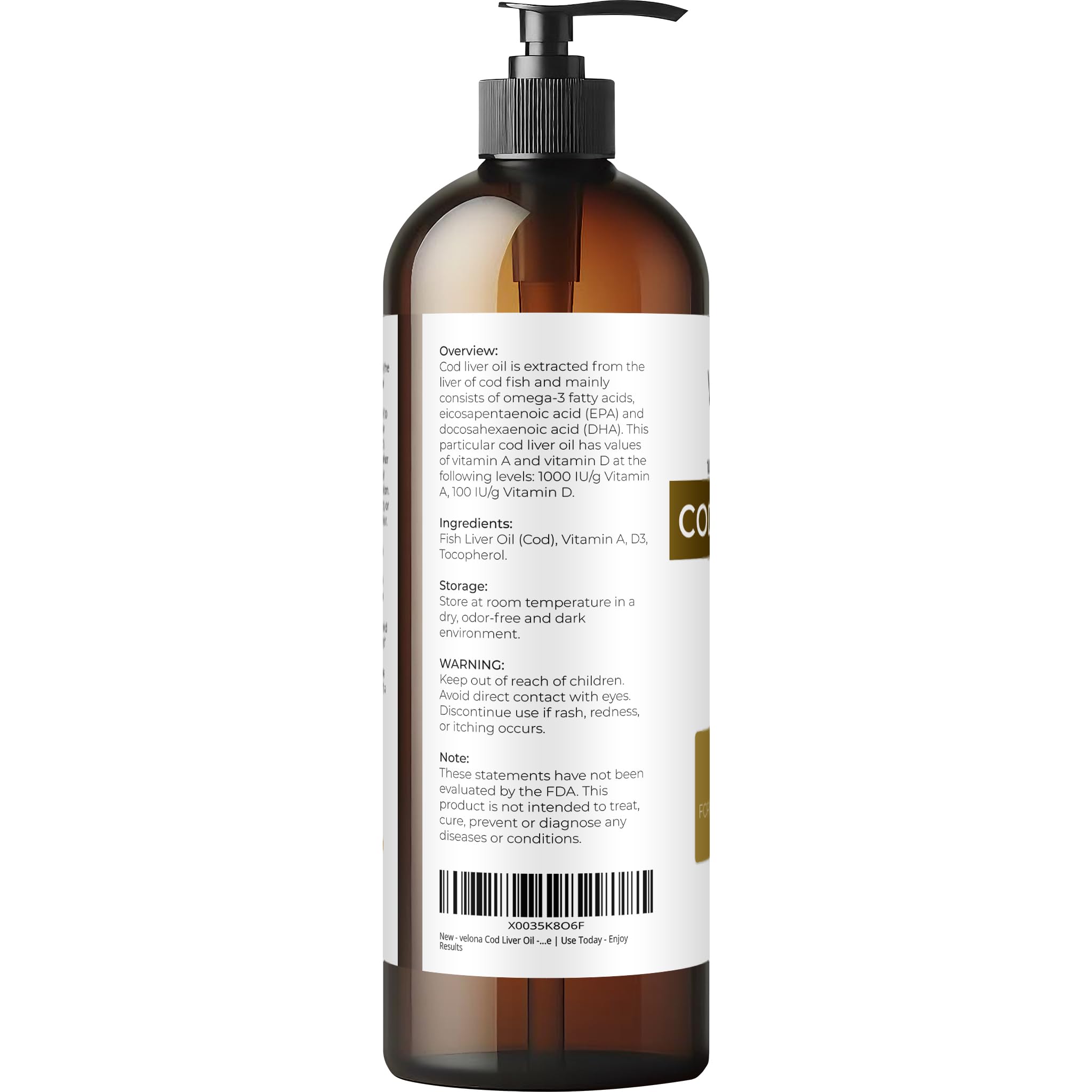 USA bottling of Velona Cod Liver Oil