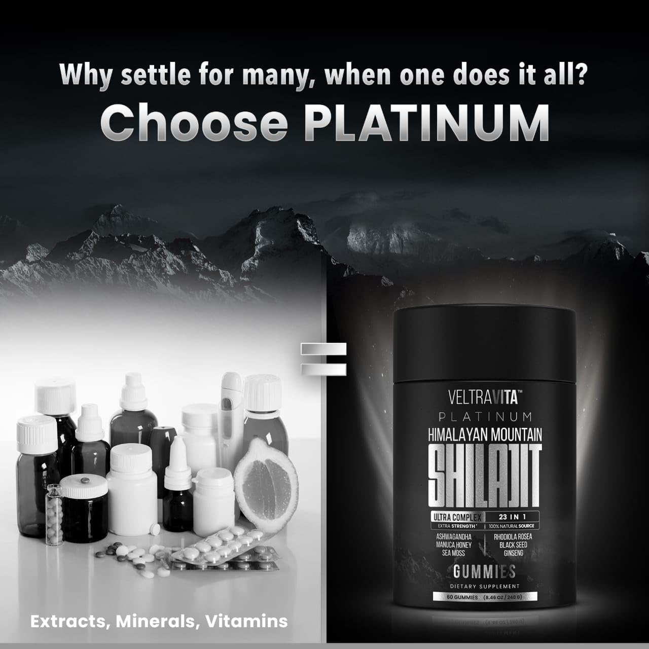 Herbal extracts and no added sugar in VeltraVita gummies
