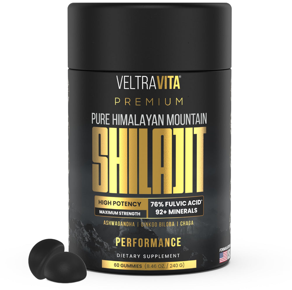 Hero image of VeltraVita Shilajit Gummies with Ashwagandha, Ginkgo Biloba and Chaga