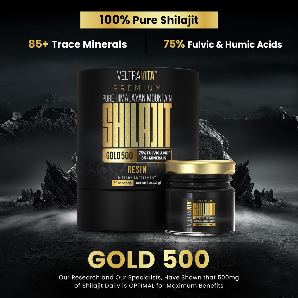 VELTRAVITA Shilajit Resin Gold 500 back label