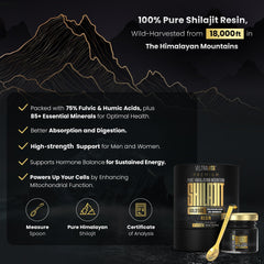 Packaging of Veltravita Shilajit Resin Gold 500 box and jar