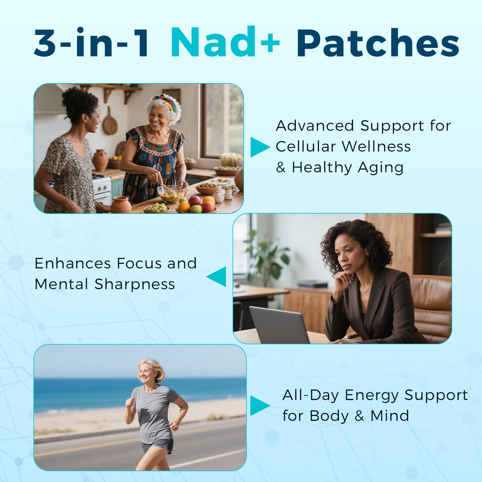 Skin close-up highlighting radiant, hydrated look from patches