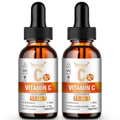 Front view of Vemluta liposomal vitamin C 2000mg liquid drop bottle – 2 packs