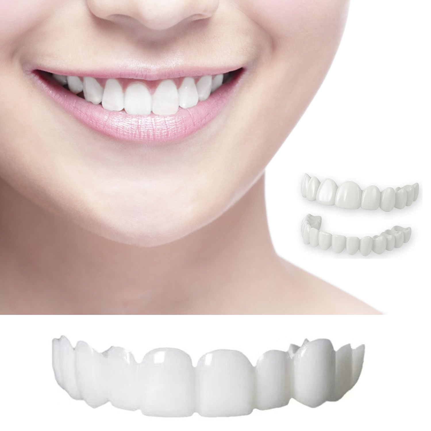 Man and woman wearing temporary veneer kit