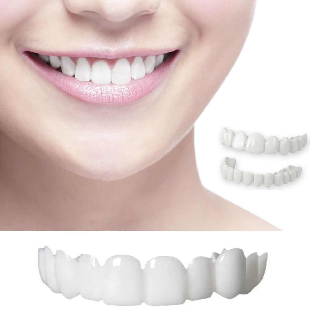 Man and woman wearing temporary veneer kit