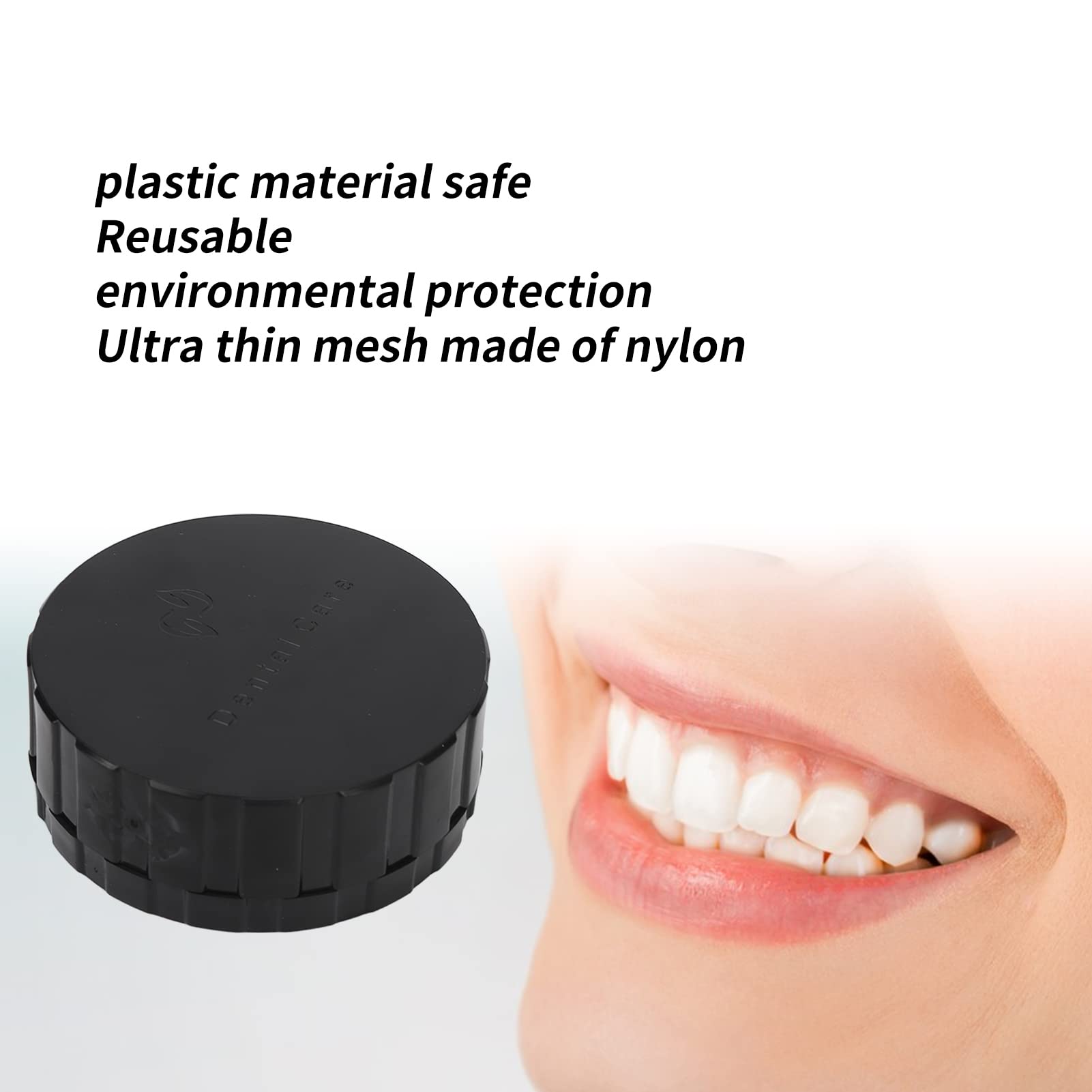 Compact black denture container with lid