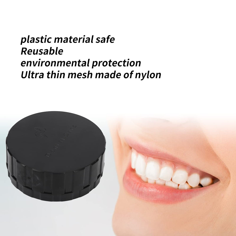 Compact black denture container with lid