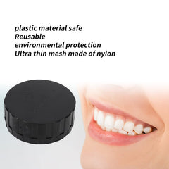 Compact black denture container with lid
