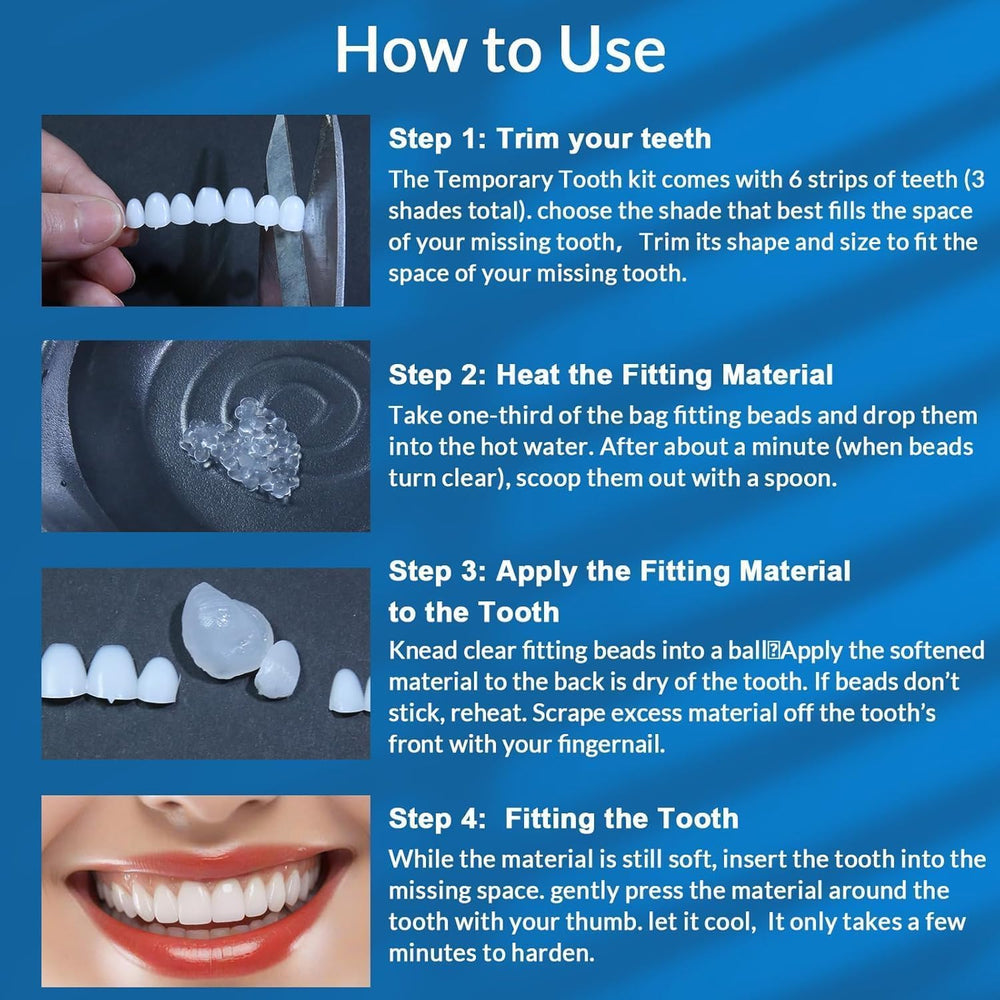 Six-piece veneers teeth kit suitable for women and unisex use