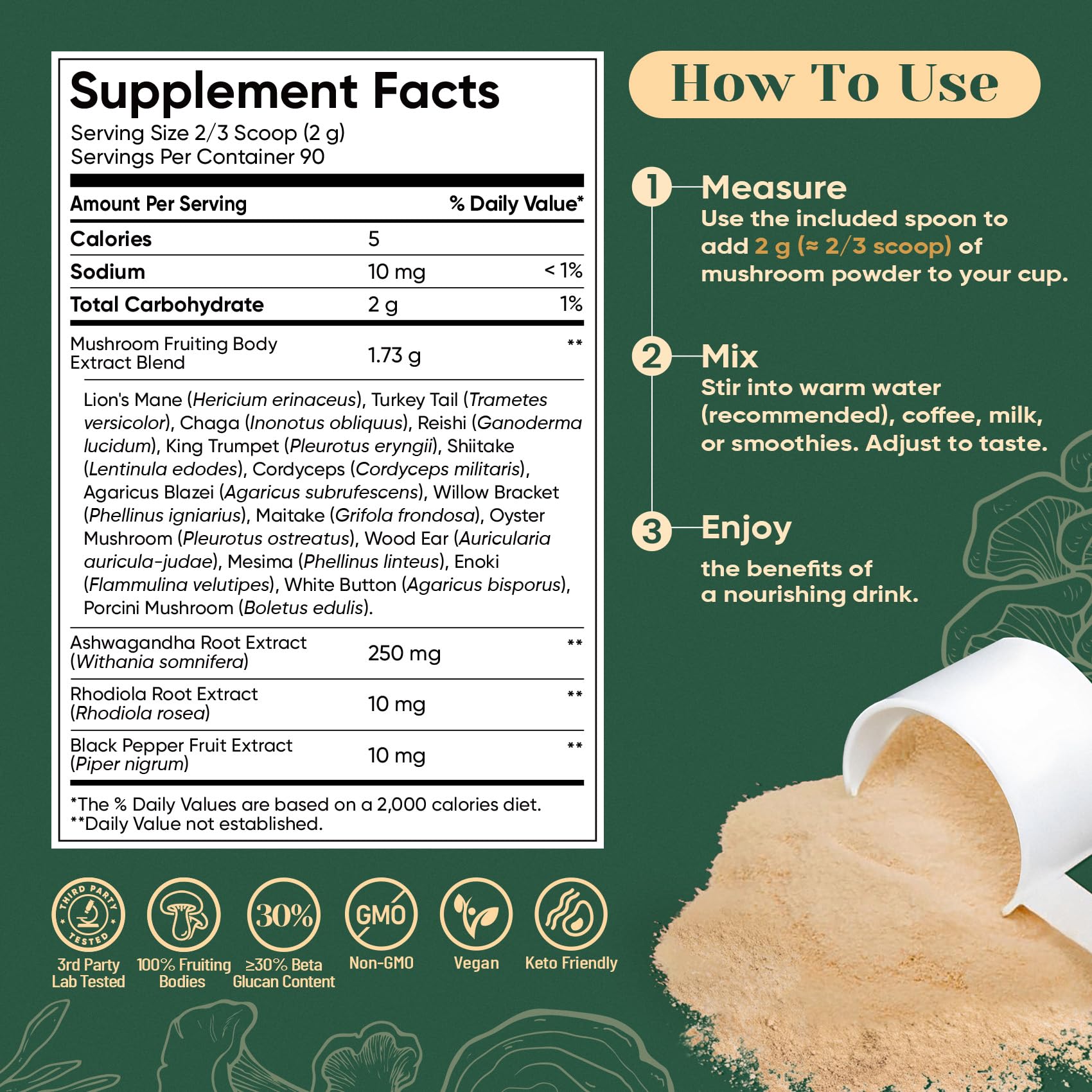 Immunity support label for Venture Pal product