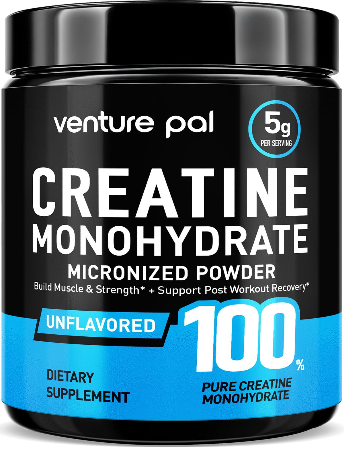 Venture Pal Creatine Monohydrate powder container on a white background