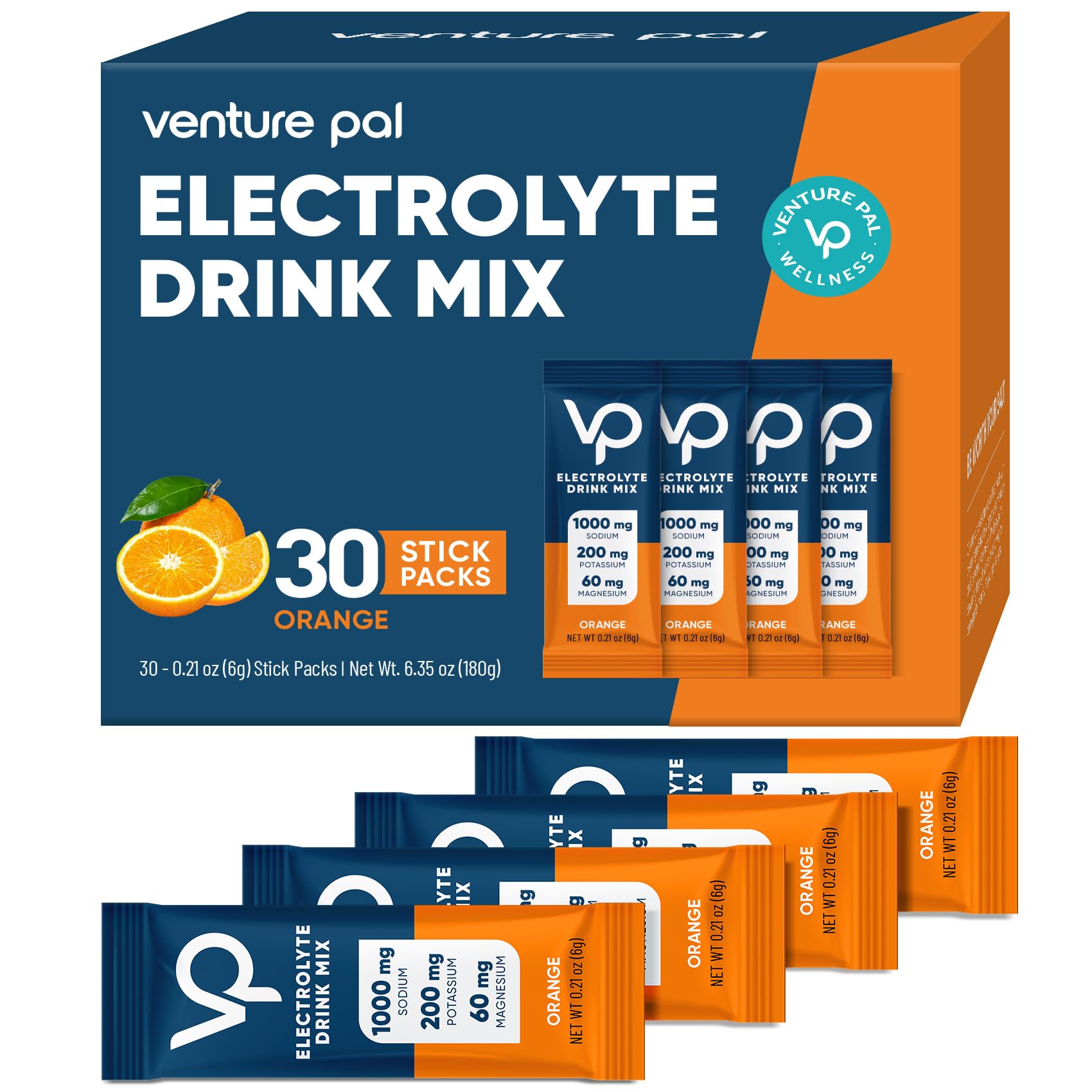 Front view of Venture Pal Electrolyte Packets box with 30 sticks