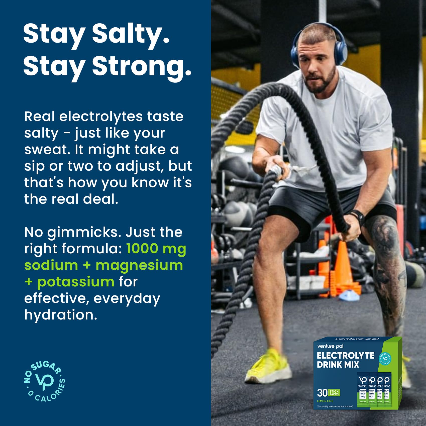 Close-up of electrolyte powder being poured from a stick into water