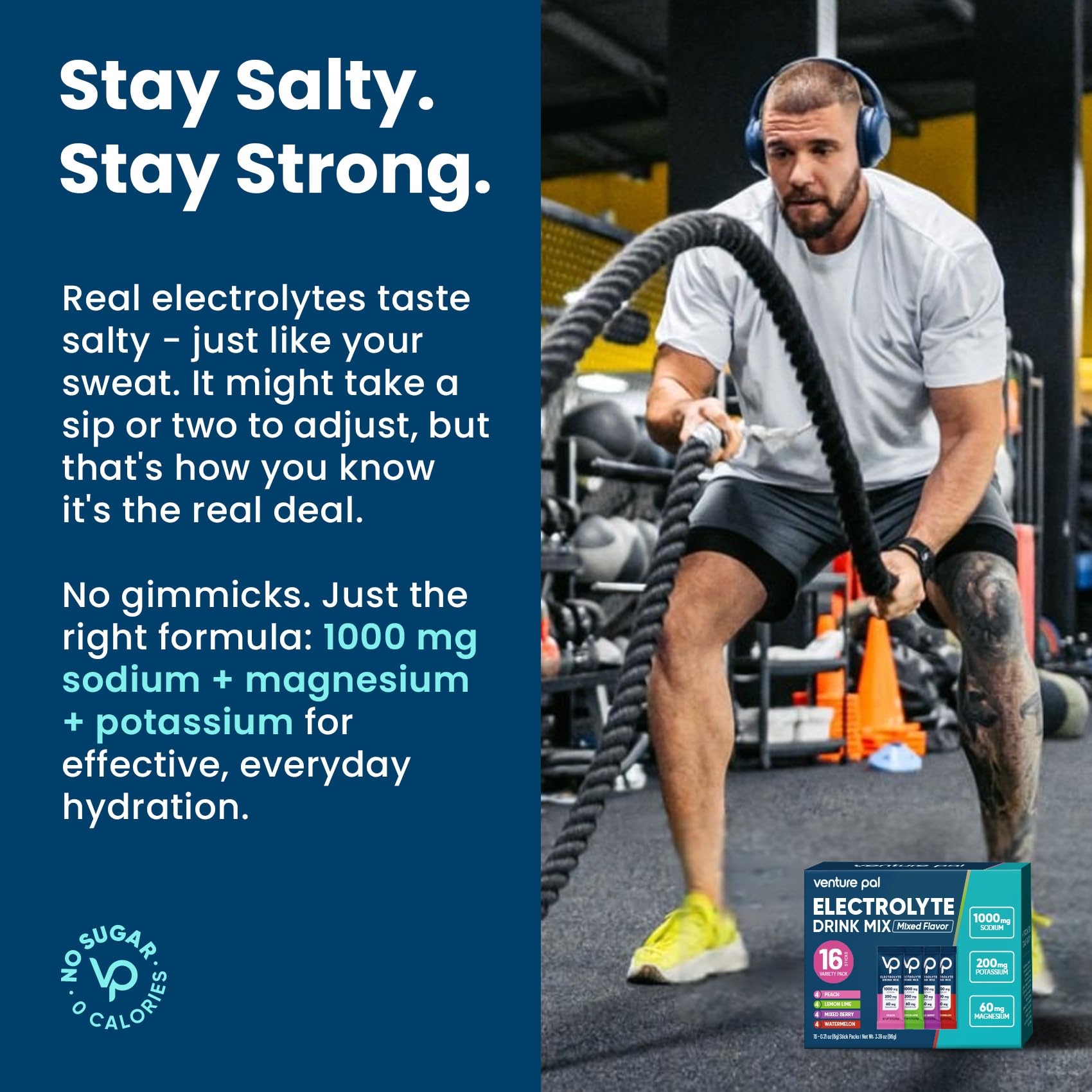 Close-up of electrolyte packet label