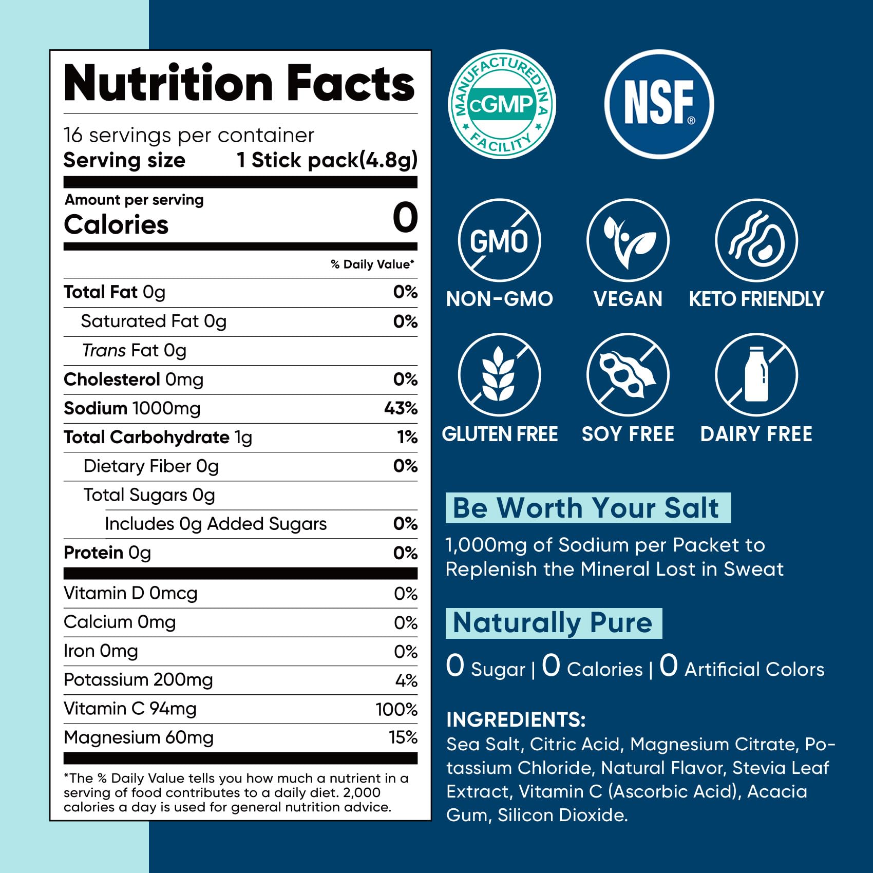 Label highlighting sugar-free, vegan, keto and paleo friendly