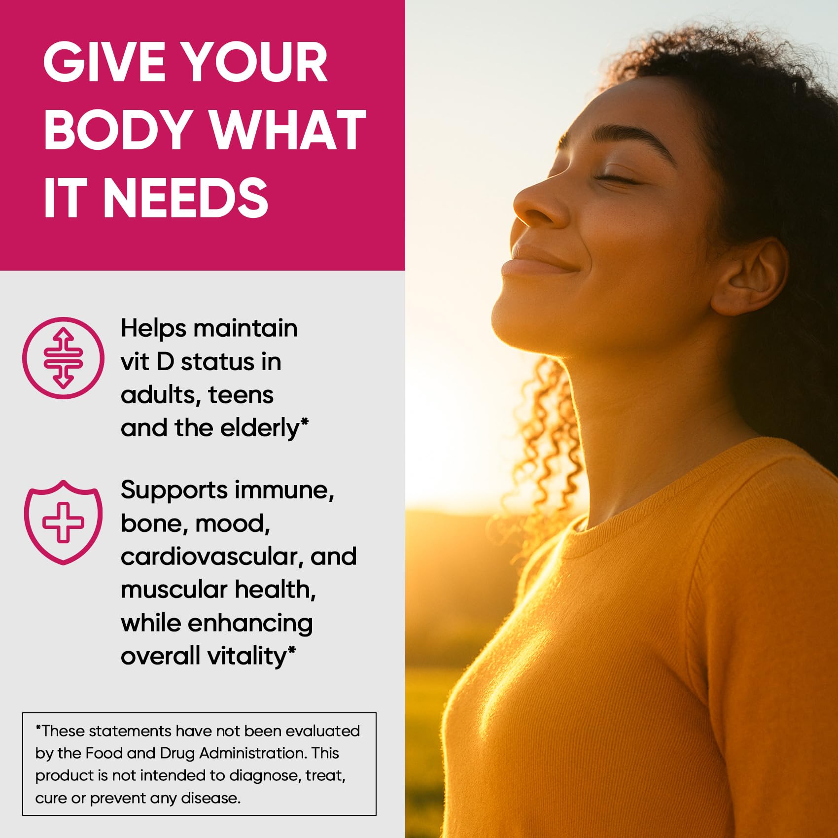 Graphic highlighting bone, immune, and energy benefits