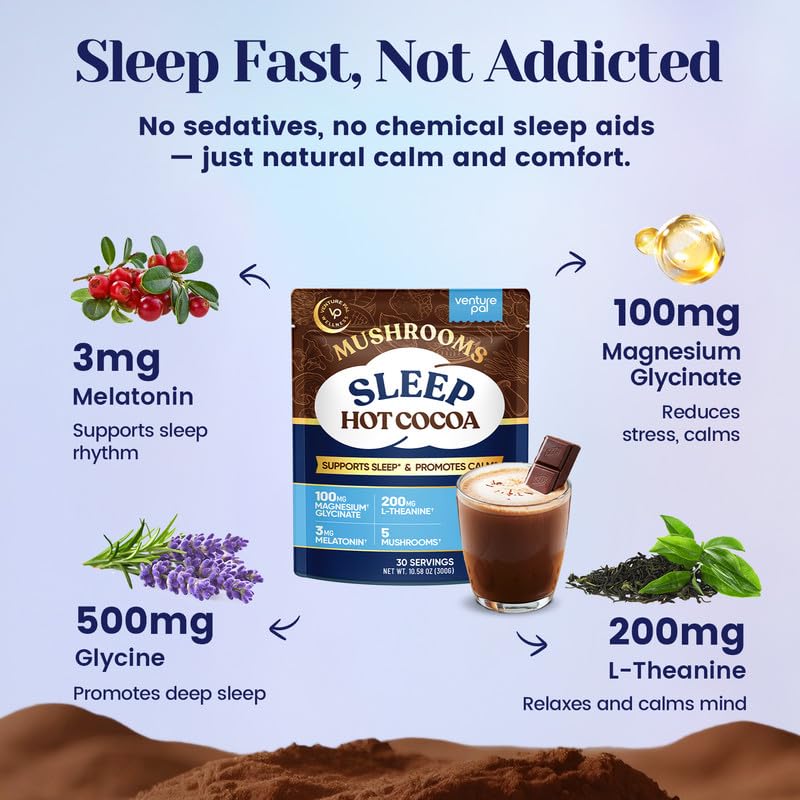 Melatonin 3 mg label on Mushroom Cocoa package