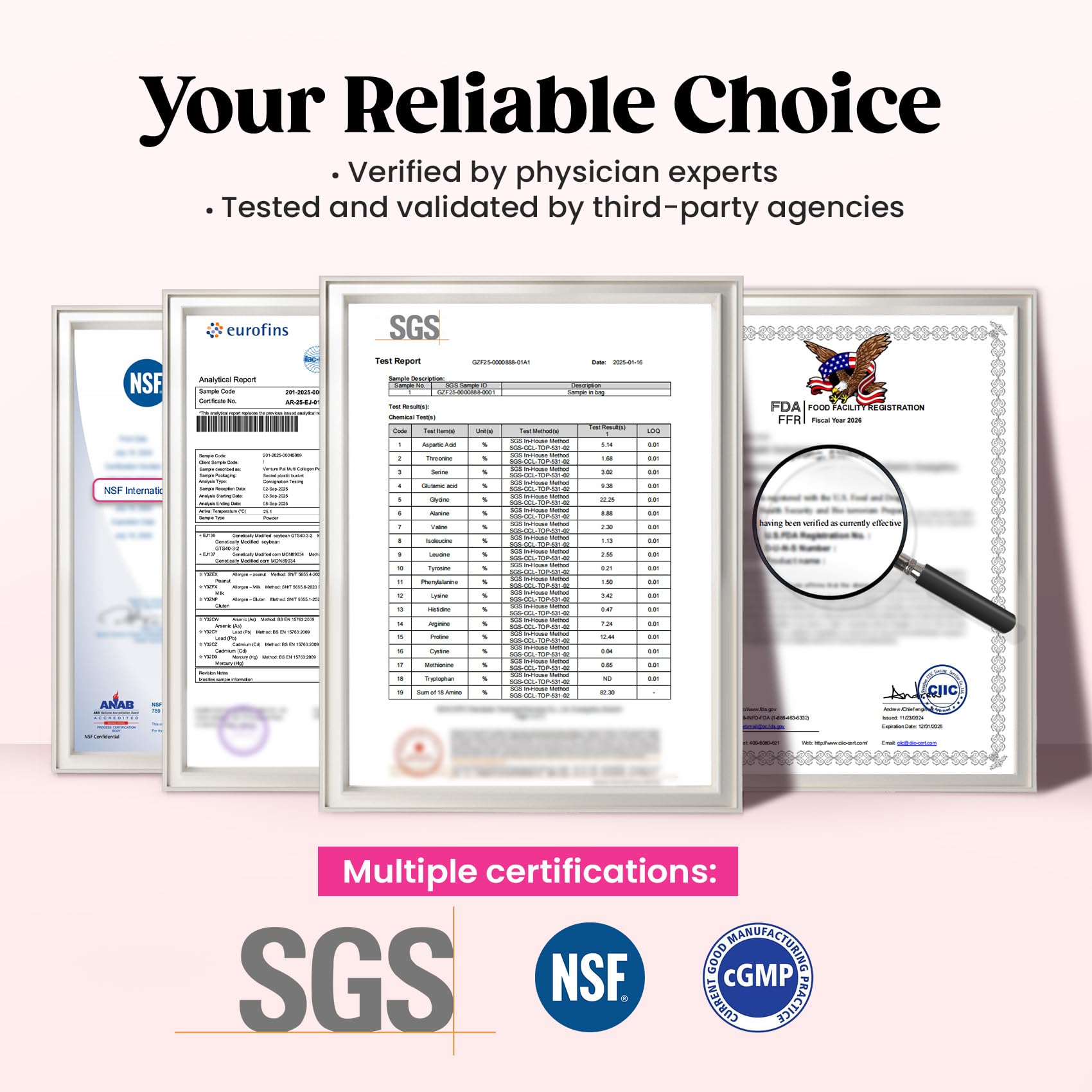 NSF-Certified facility badge and third-party testing