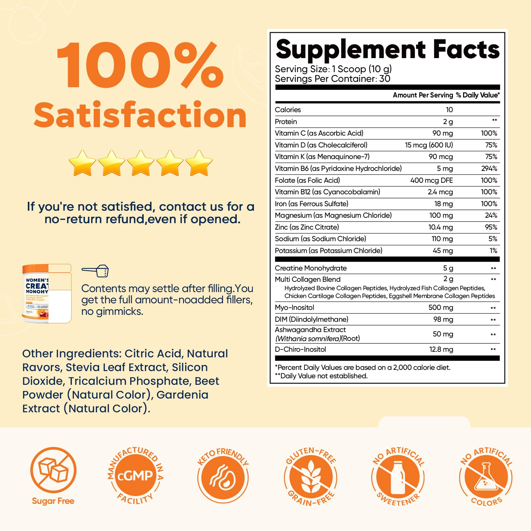 Venture Pal packaging beside ingredient icons illustrating multi-benefit formula