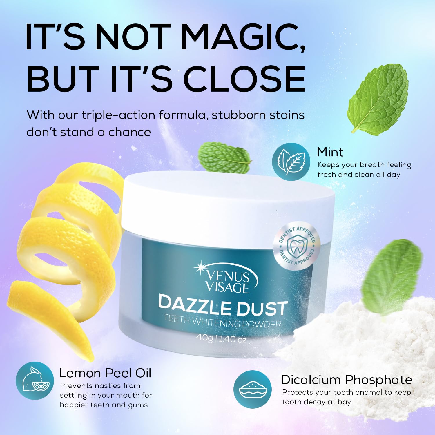 Step-by-step usage image for Venus Visage Dazzle Dust Whitening Powder