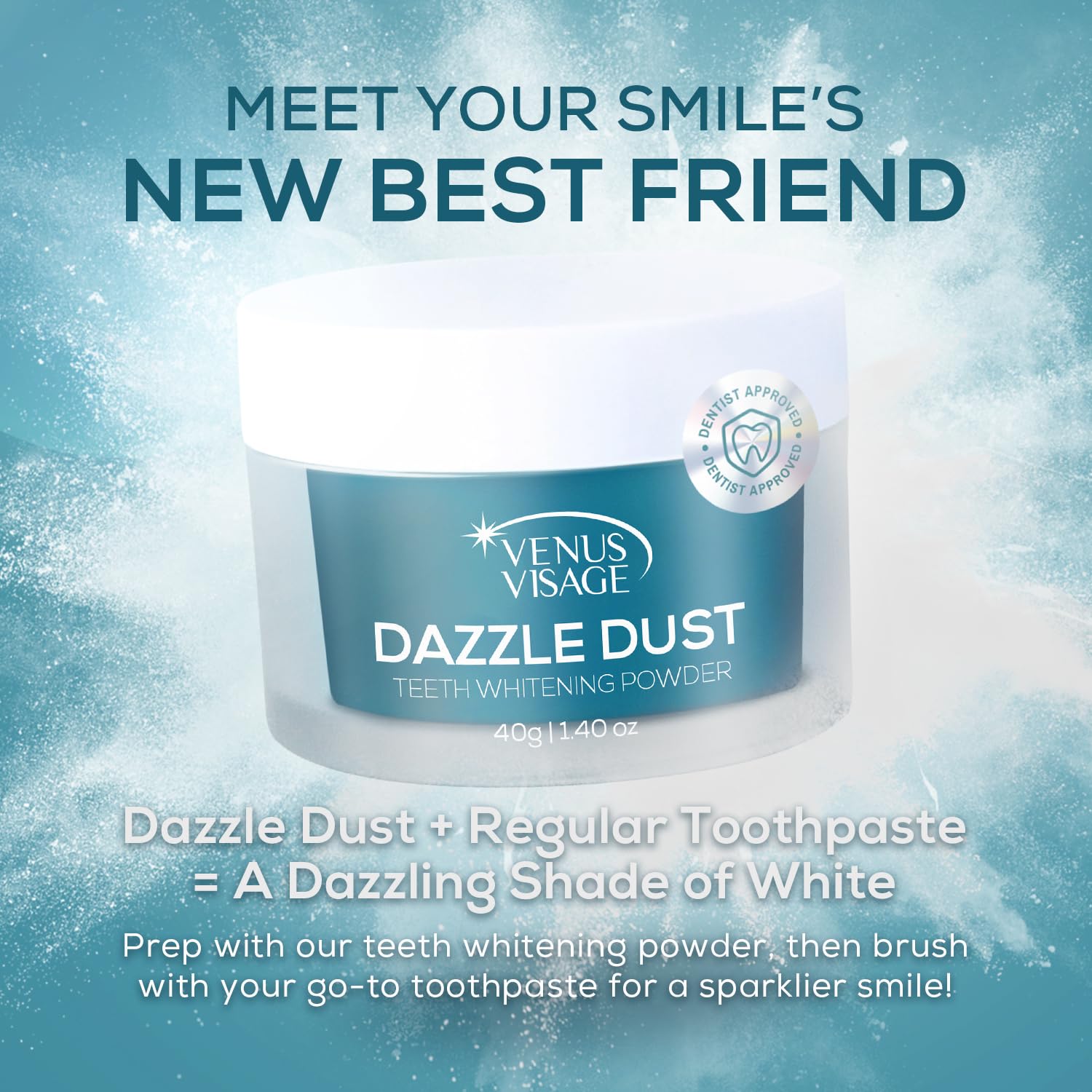 Ingredients panel for Venus Visage Dazzle Dust Teeth Whitening Powder