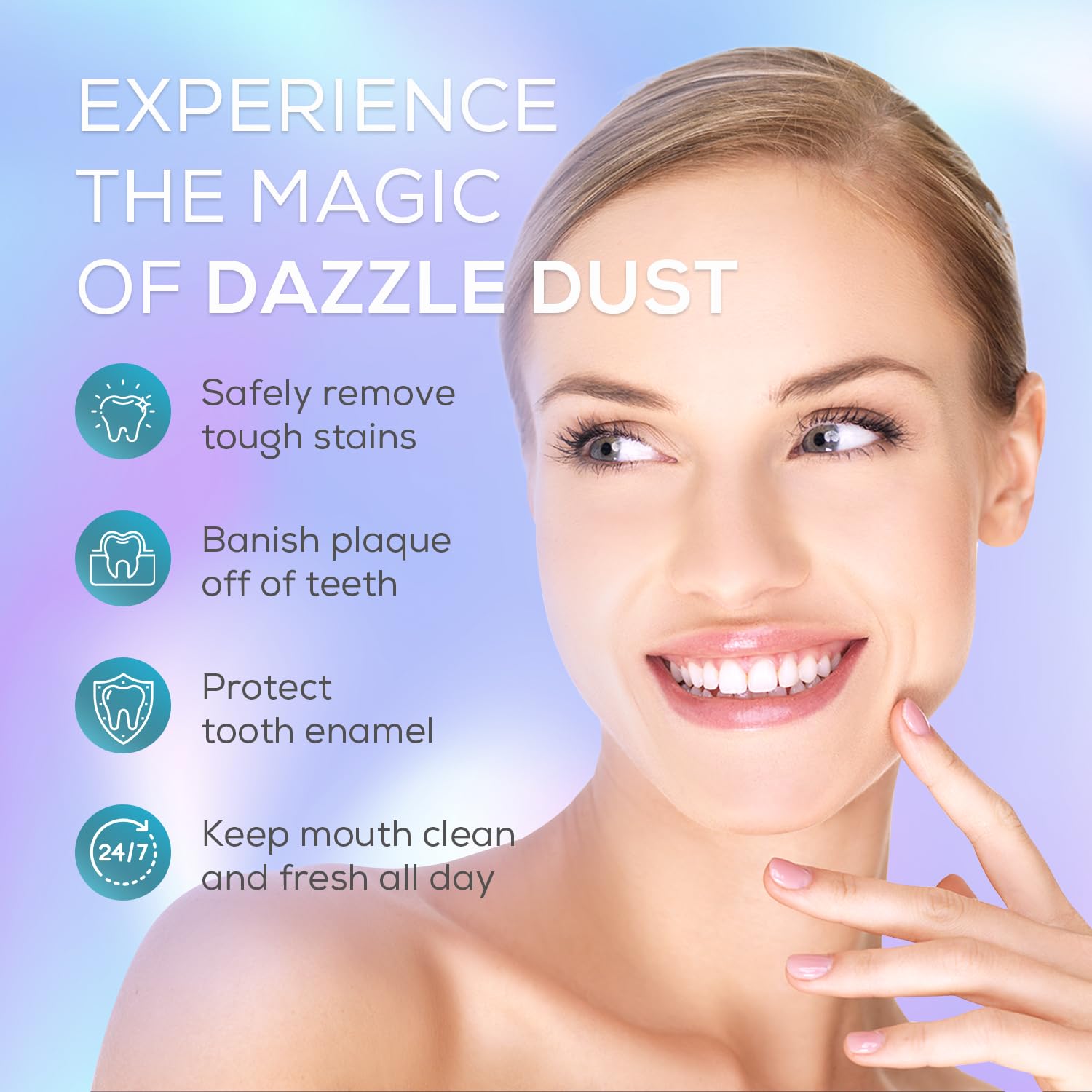 Back label with ingredients and usage for Venus Visage Dazzle Dust