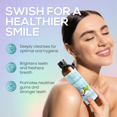 Oil pulling for teeth and gums with alcohol-free formula