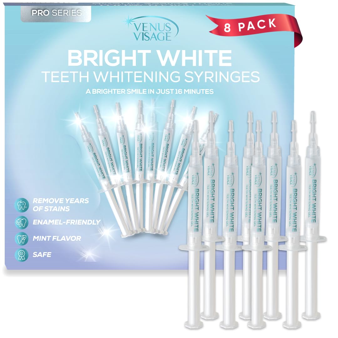 Front view of Venus Visage Teeth Whitening Gel Refill Kit with 8 syringes